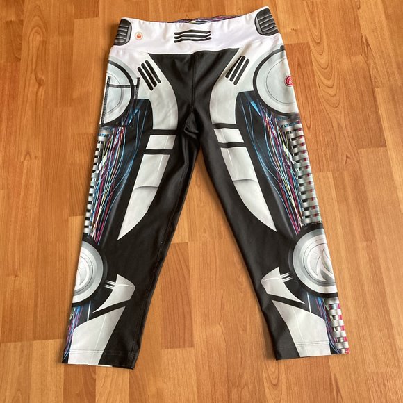 INKnBURN Pants & Jumpsuits Inknburn Capri Leggings Robot Pattern Running Athletic Gear Size